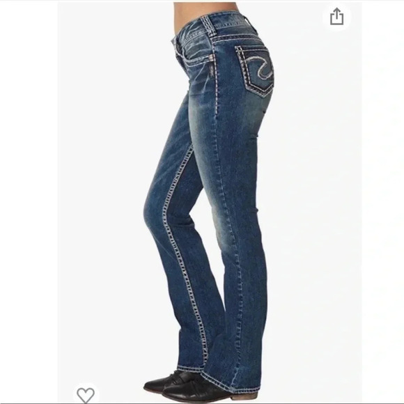 SILVER Toni Western Glove Works Bootcut Jeans Blue Wash Denim Size 24/31 NEW - Picture 3 of 12